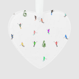 Winter Alpine Skiërs Skiën Patroon Ornament