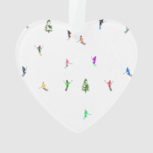 Winter Alpine Skiërs Skiën Patroon Ornament (achterkant)