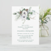 Winter Anemone Hand-Painted Wedding Celebration Kaart (Staand voorkant)