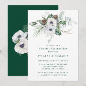 Winter Anemone Hand-Painted Wedding Celebration Kaart (Voorkant / Achterkant)