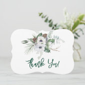 Winter Anemone Handgeschilderde bruiloft bedankkaa Kaart (Staand voorkant)