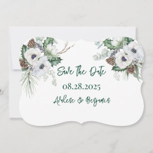 Winter Anemone Painted Wedding Save The Date Kaart