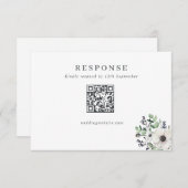 Winter Anemonen Bruiloft QR Code RSVP Kaartje (Voorkant / Achterkant)