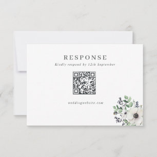 Winter Anemonen Bruiloft QR Code RSVP Kaartje