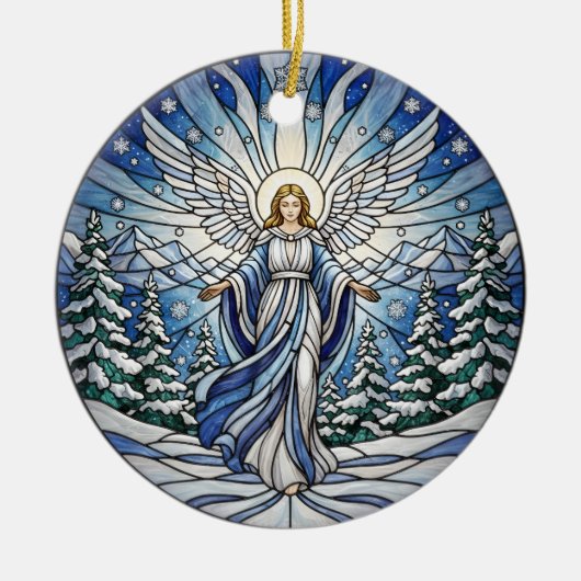 Winter Angel Family Photo Keramisch Ornament (Voorkant)