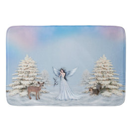 Winter Angel Scene Bathroom Bath Mat
