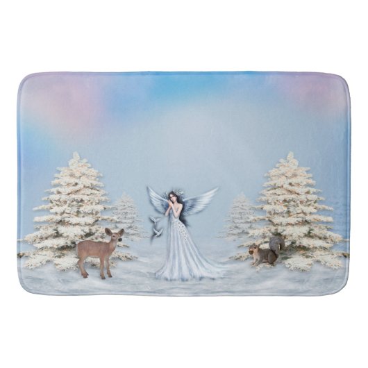 Winter Angel Scene Bathroom Bath Mat (Voorkant)