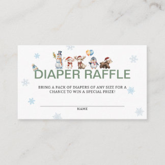 Winter Animal Baby Shower Diaper Raffle  Informatiekaartje