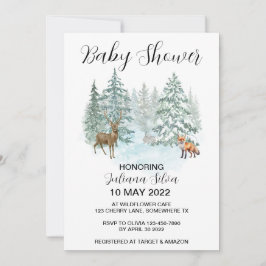 Winter Animal Forest Wonderland Baby shower Kaart