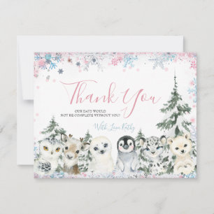 Winter Animal Gender onthulling hem of zij Snowfla Bedankkaart