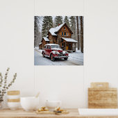 Winter Antiek auto Poster (Keuken)