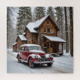 Winter Antiek auto puzzel