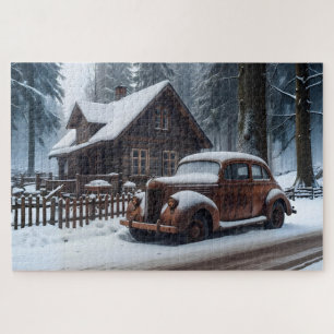 Winter Antiek auto puzzel