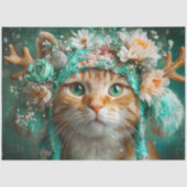 Winter Antler Cat Floral Decoupage Craft Paper Tissuepapier (Voorkant)