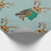 WINTER ANTLER OWL Wrapping Paper Cadeaupapier (Hoek)