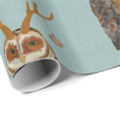 WINTER ANTLER OWL Wrapping Paper Cadeaupapier (Rol Hoek)