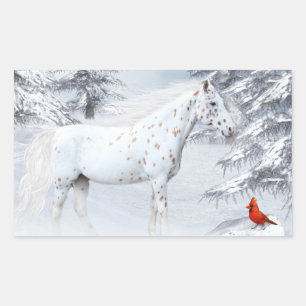 Winter appaloosa rechthoekige sticker