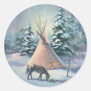 WINTER APPALOOSA TIPI by SHARON SHARPE Ronde Sticker