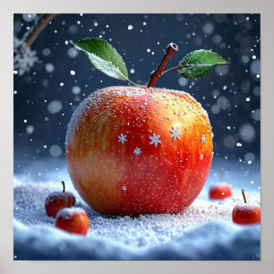 Winter Appellandschap Knus Sneeuw Natuur Poster