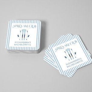 Winter Après-Ski Bachelorette Feestje  Vierkante Kartonnen Onderzetter