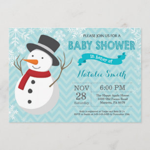 Winter Aqua Snowman Baby shower Uitnodiging