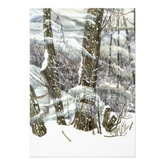 Winter aquarel schilderij foto afdruk (Voorkant)