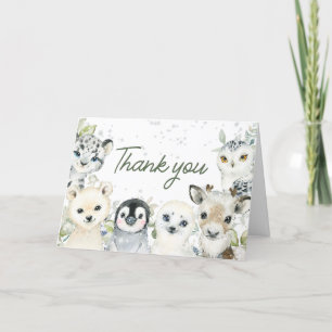 Winter Arctic Animals Baby shower Bedankkaart