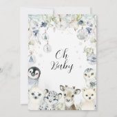 Winter Arctic Animals Baby shower Kaart (Achterkant)