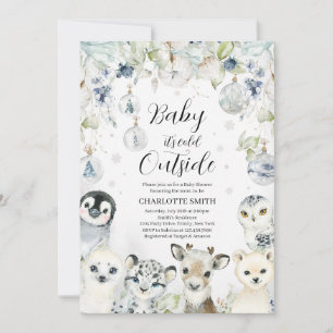 Winter Arctic Animals Baby shower Kaart