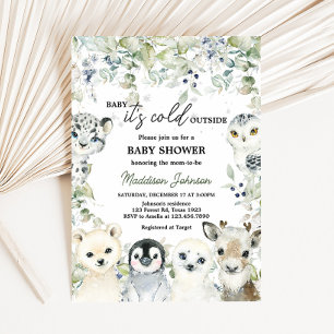 Winter Arctic Animals Baby shower Kaart