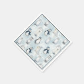 Winter Arctic Animals Cute Penguin & Polar Bear Servet (Hoek)