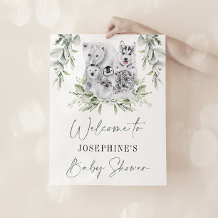 Winter Arctic Animals Neutral Baby shower Welkom Poster