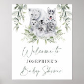 Winter Arctic Animals Neutral Baby shower Welkom Poster (Voorkant)