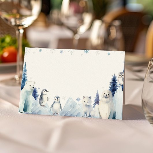 Winter Arctic Animals Verjaardag Food Place Card