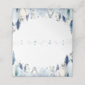 Winter Arctic Animals Verjaardag Food Place Card (Buitenkant ongevouwen)