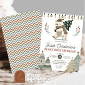Winter Arctic Beary First Birthday Invitation