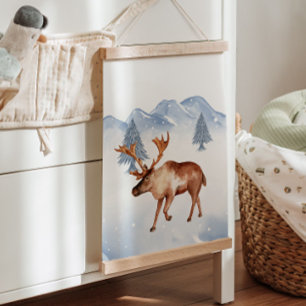 Winter Arctische Dier Moose Kwekerij Wanddecor Hangend Wandkleed