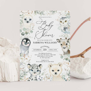 Winter Arctische dieren Genderneutraal Baby shower Kaart
