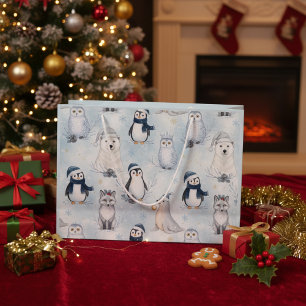 Winter Arctische Dieren Knuffel Penguin & Ijsbeer Groot Cadeauzakje