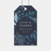 Winter Azure | Blauwe botanische bruiloft Cadeaulabel (Voorkant)