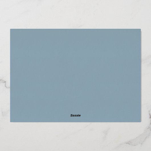 Winter Azure | Blauwe botanische bruiloft Folie Uitnodiging (Achterkant)