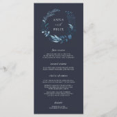 Winter Azure | Blauwe botanische bruiloft Menu (Voorkant)