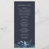 Winter Azure | Blauwe botanische bruiloft Programma (Achterkant)