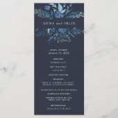 Winter Azure | Blauwe botanische bruiloft Programma (Voorkant)