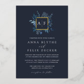Winter Azure Monogram Wedding Folie Uitnodiging (Voorkant)
