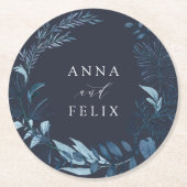 Winter Azure Personalized Wedding Ronde Kartonnen Onderzetter (Voorkant)