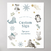 Winter Baby Animals Baby shower aangepaste tekst t Poster (Voorkant)