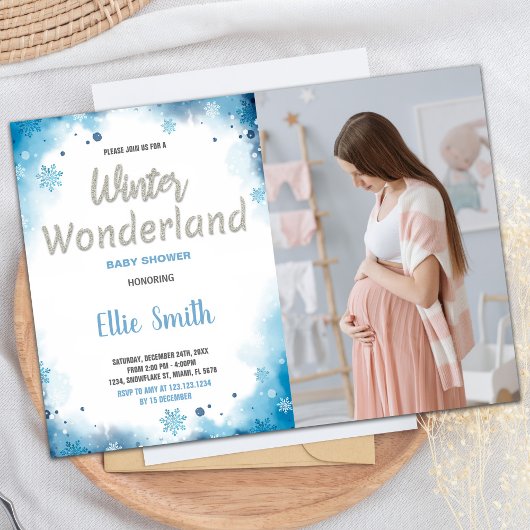Winter Baby Douche Uitnodigingen Blue Cloud Foto