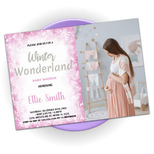 Winter Baby Douche Uitnodigingen Cloud Roze Foto