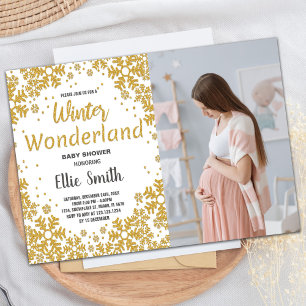 Winter Baby Douche Uitnodigingen Gouden Foto